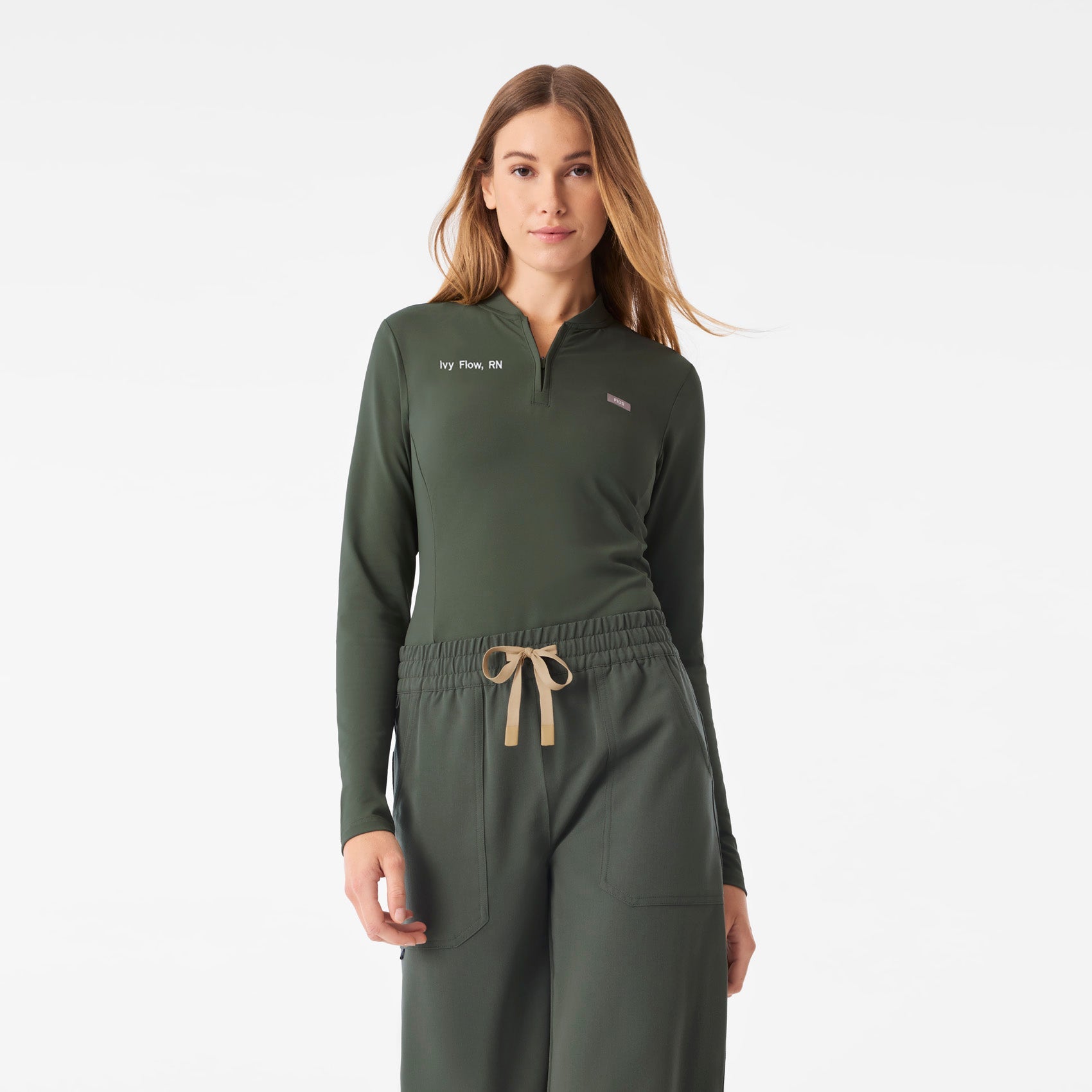 Bree Slim Long-Sleeve Scrub Top - Moss