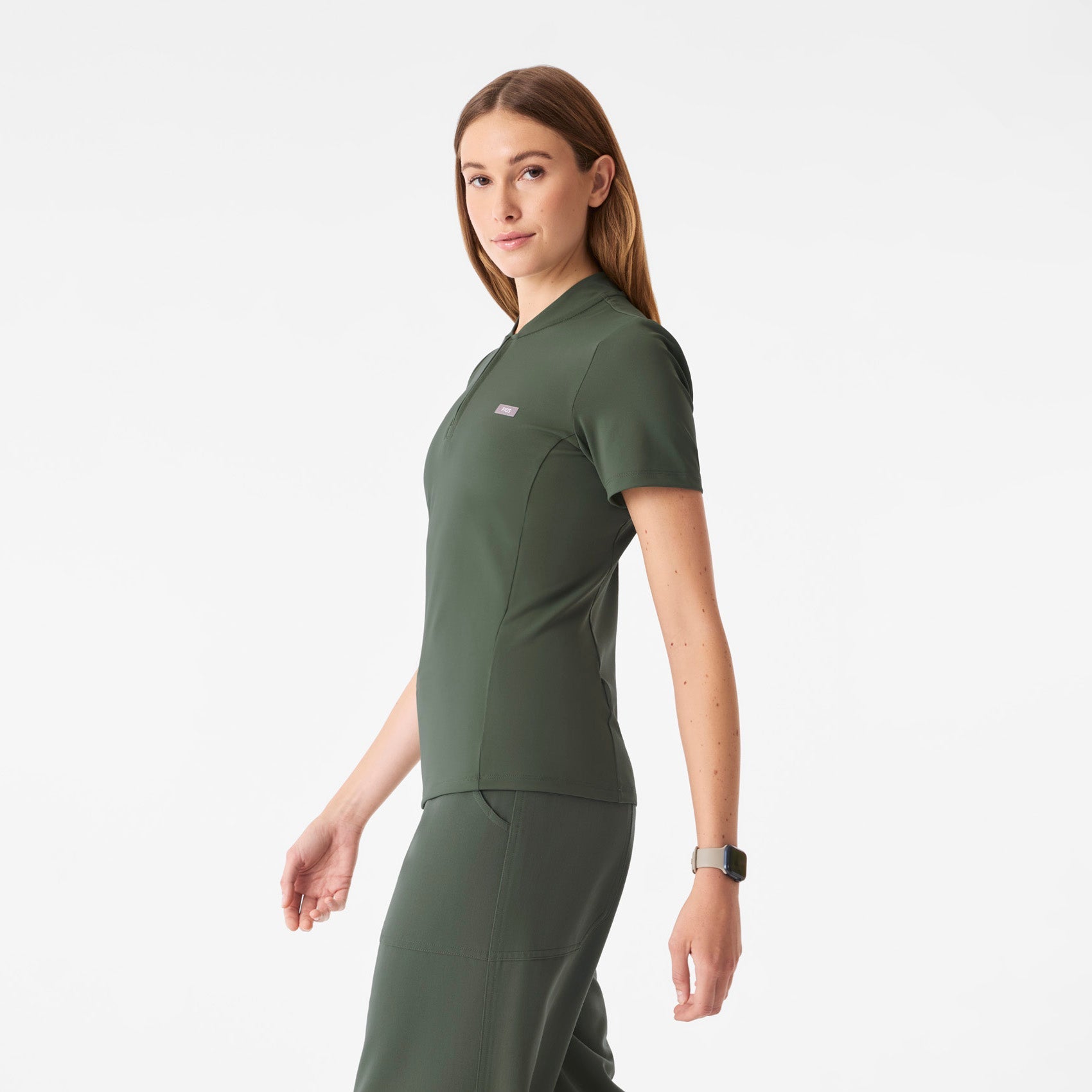Bree Slim Scrub Top - Moss