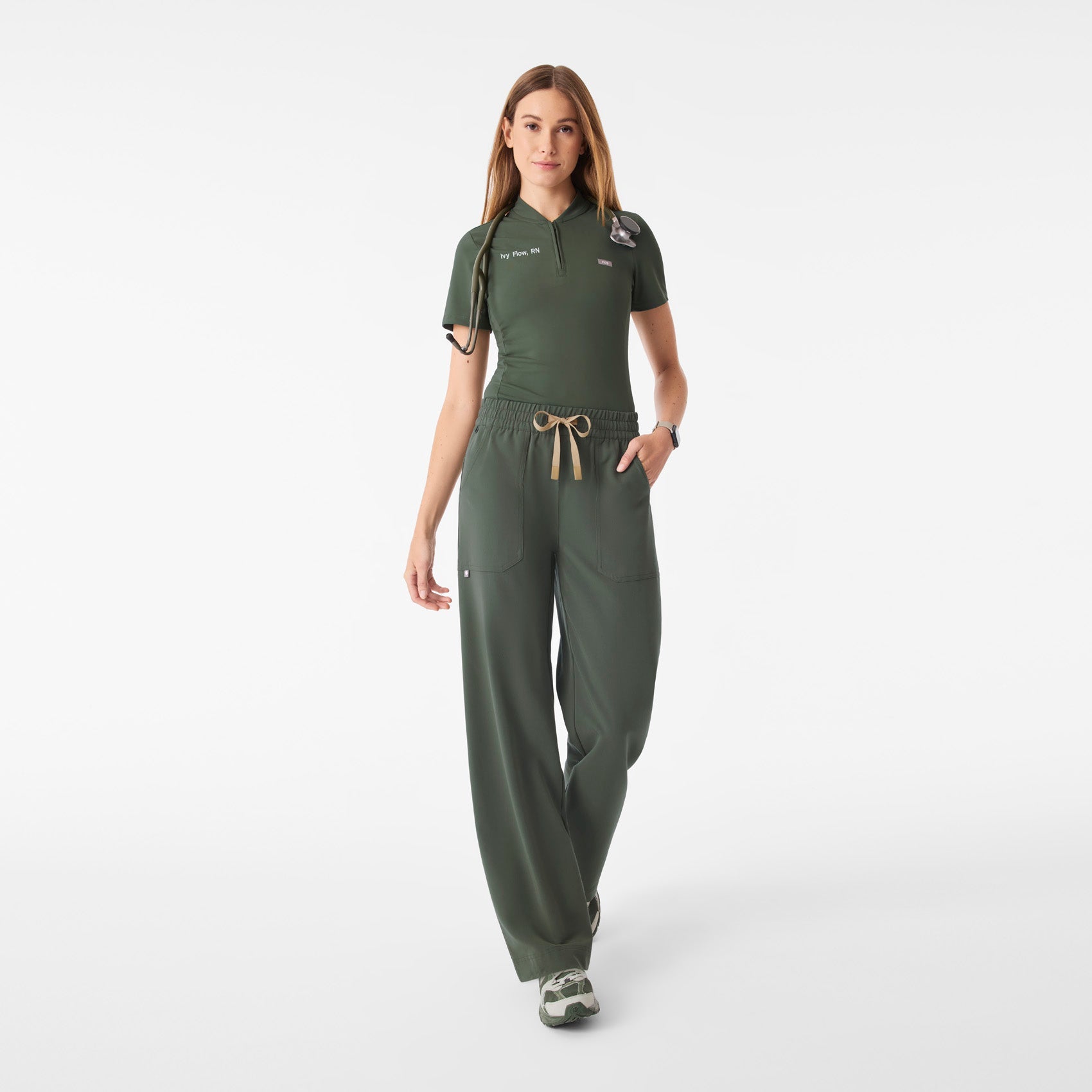 Bree Slim Scrub Top - Moss