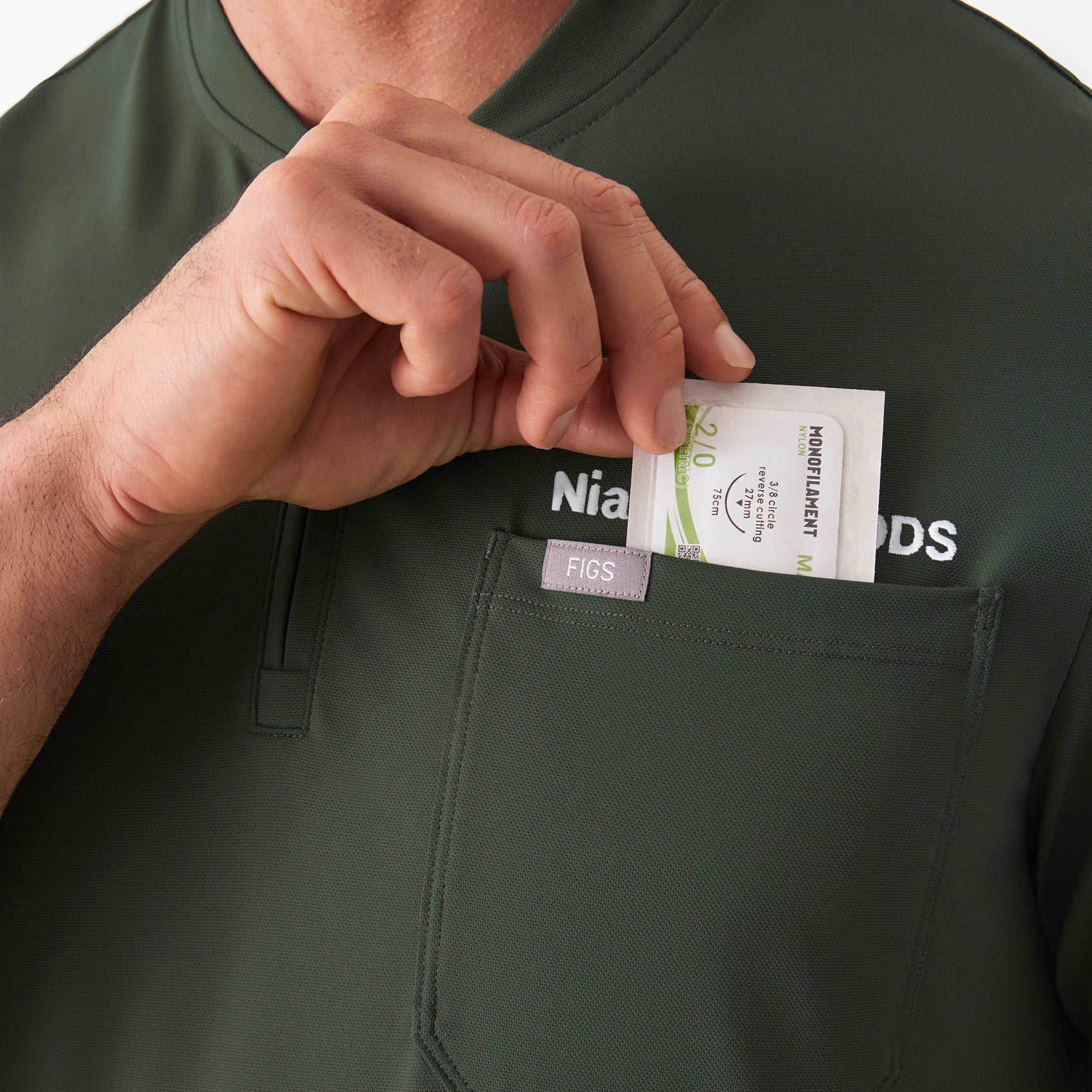 Dawes ¼ Zip Scrub Top  - Moss