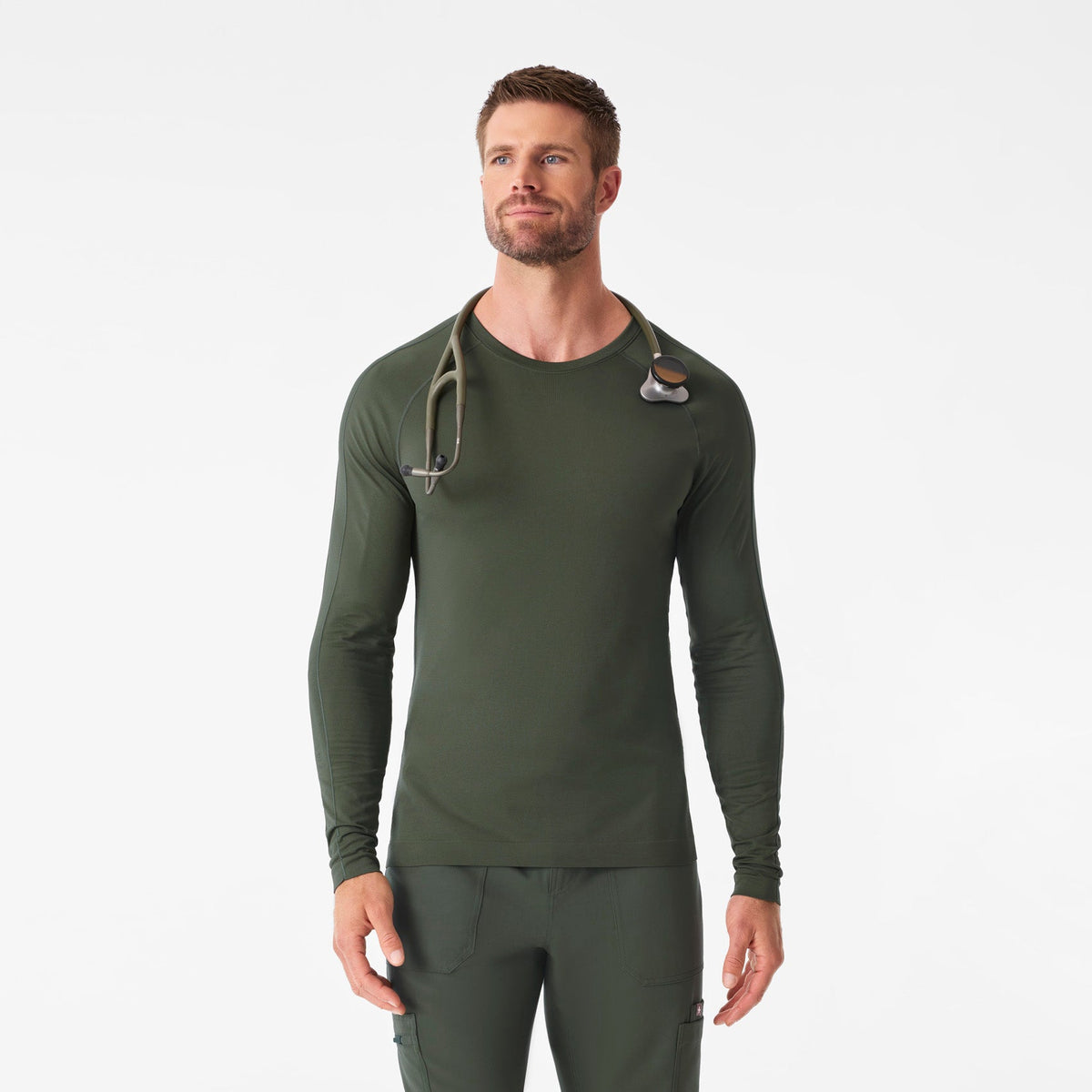 Makato Solid Long-Sleeve Underscrub  - Moss