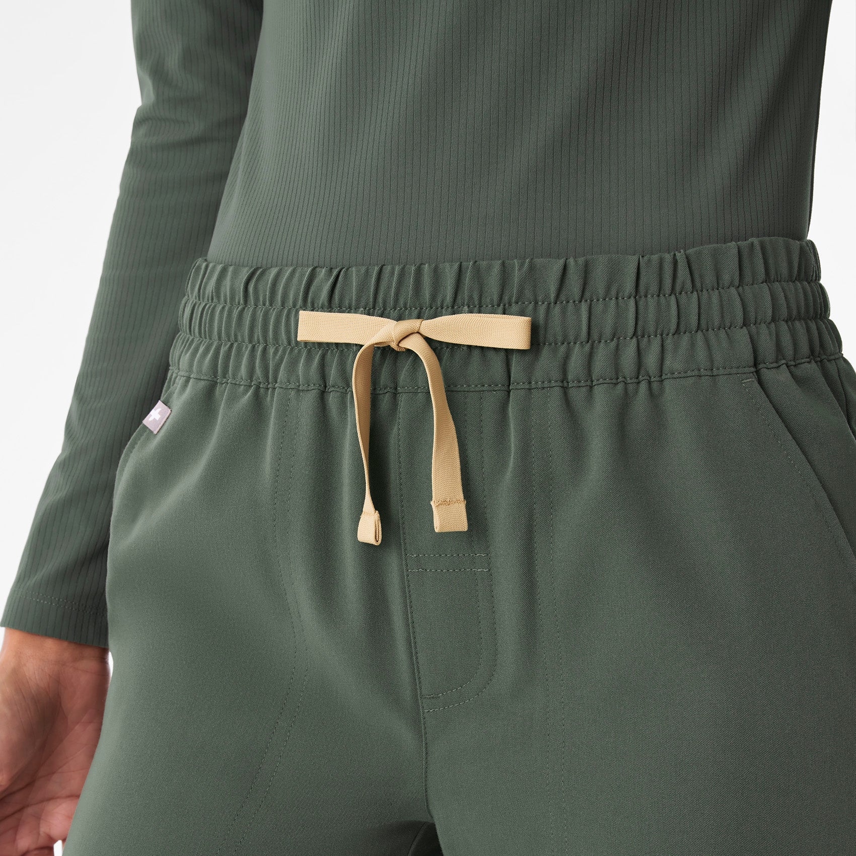 Isabel Ruched Wide-Leg Scrub Pant - Moss