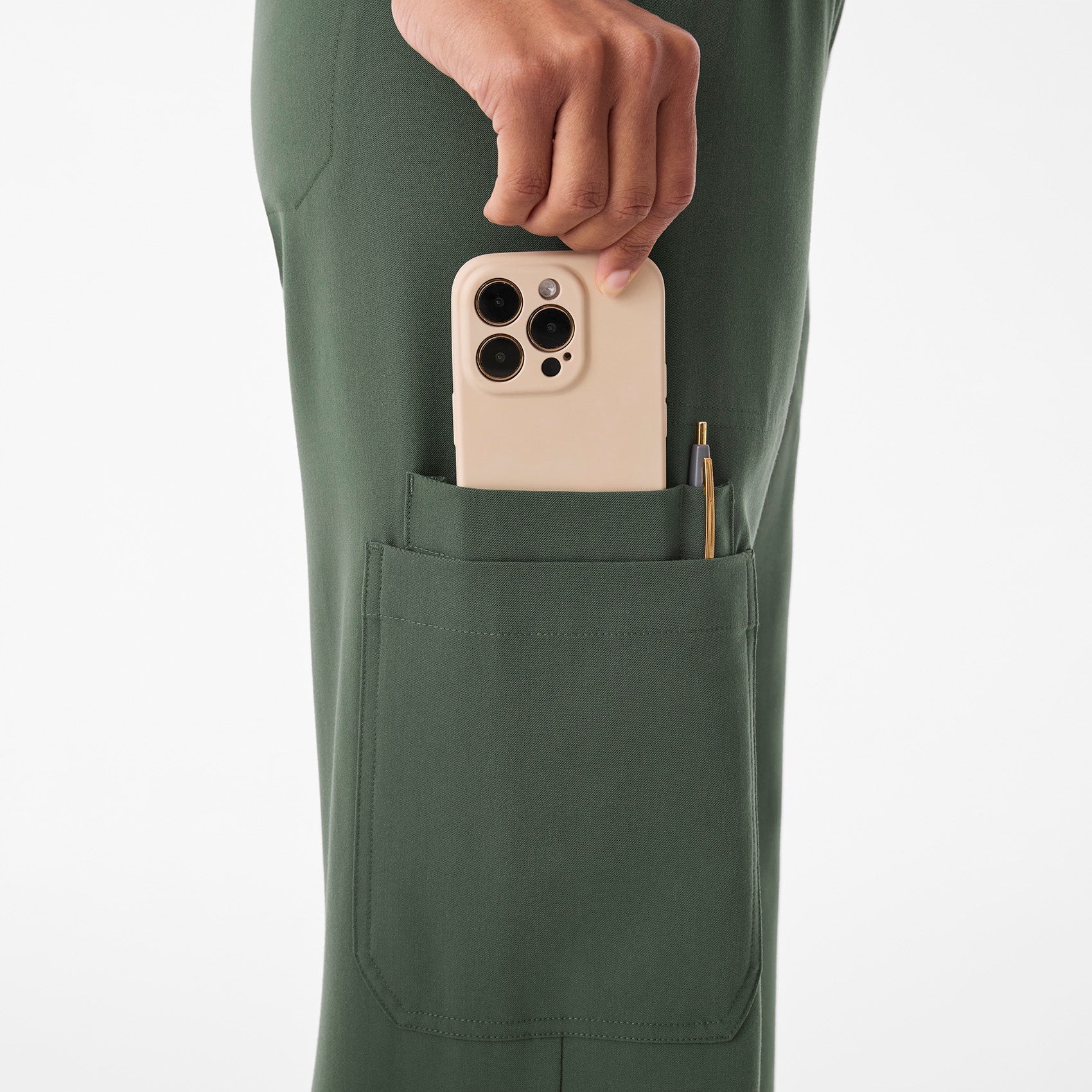 Isabel Ruched Wide-Leg Scrub Pant - Moss