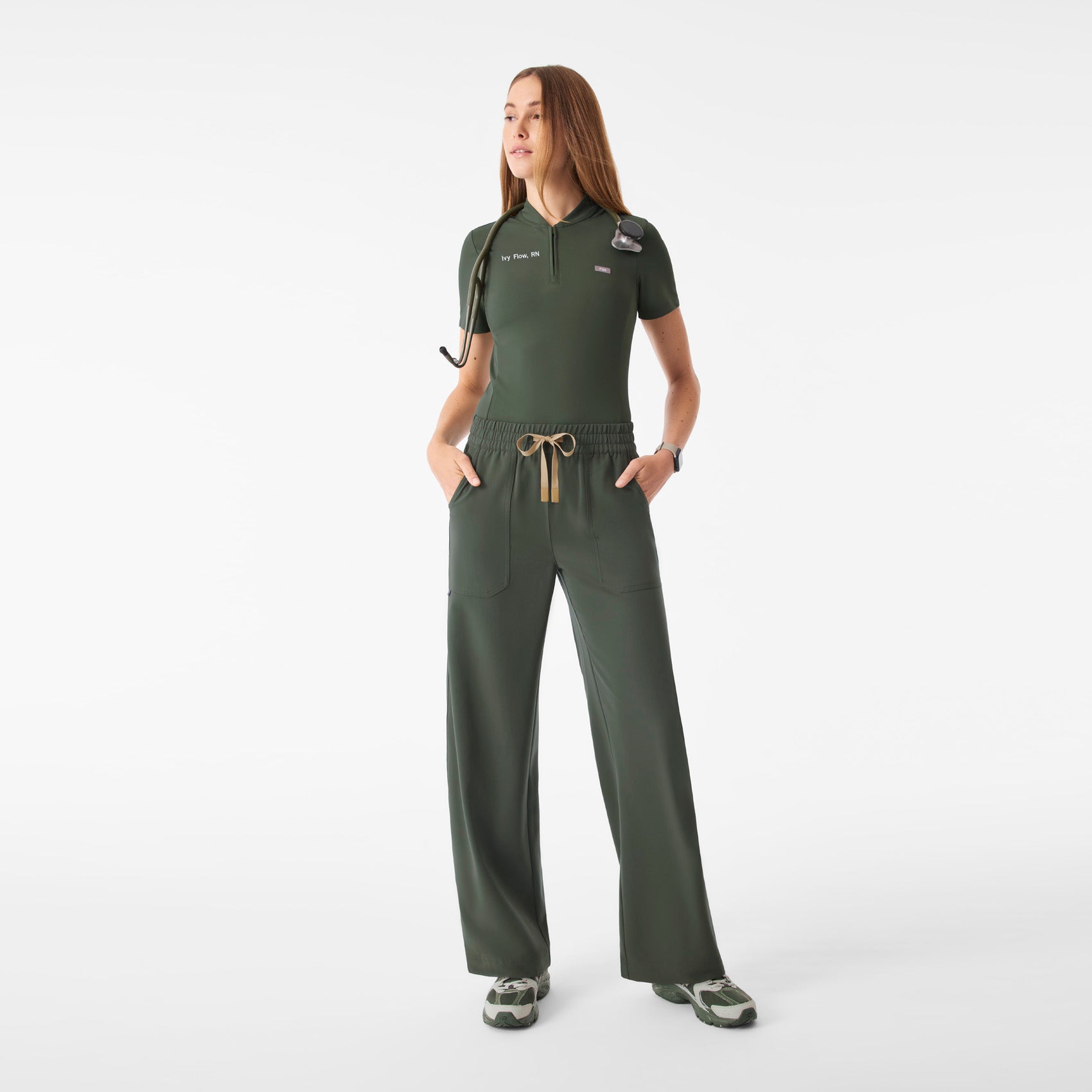 Roslyn Wide-Leg Scrub Pant  - Moss