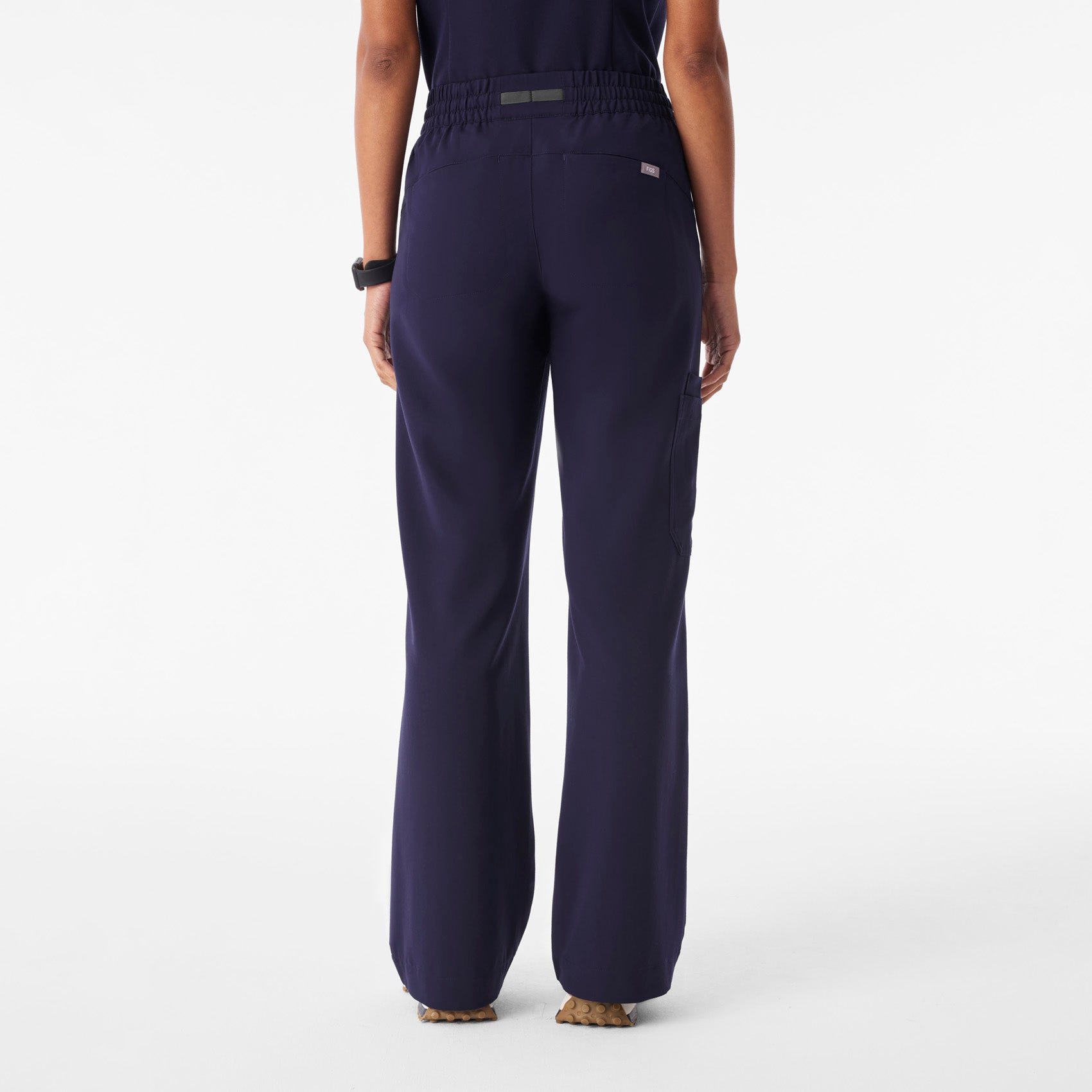 Isabel Ruched Wide-Leg Scrub Pant - Navy