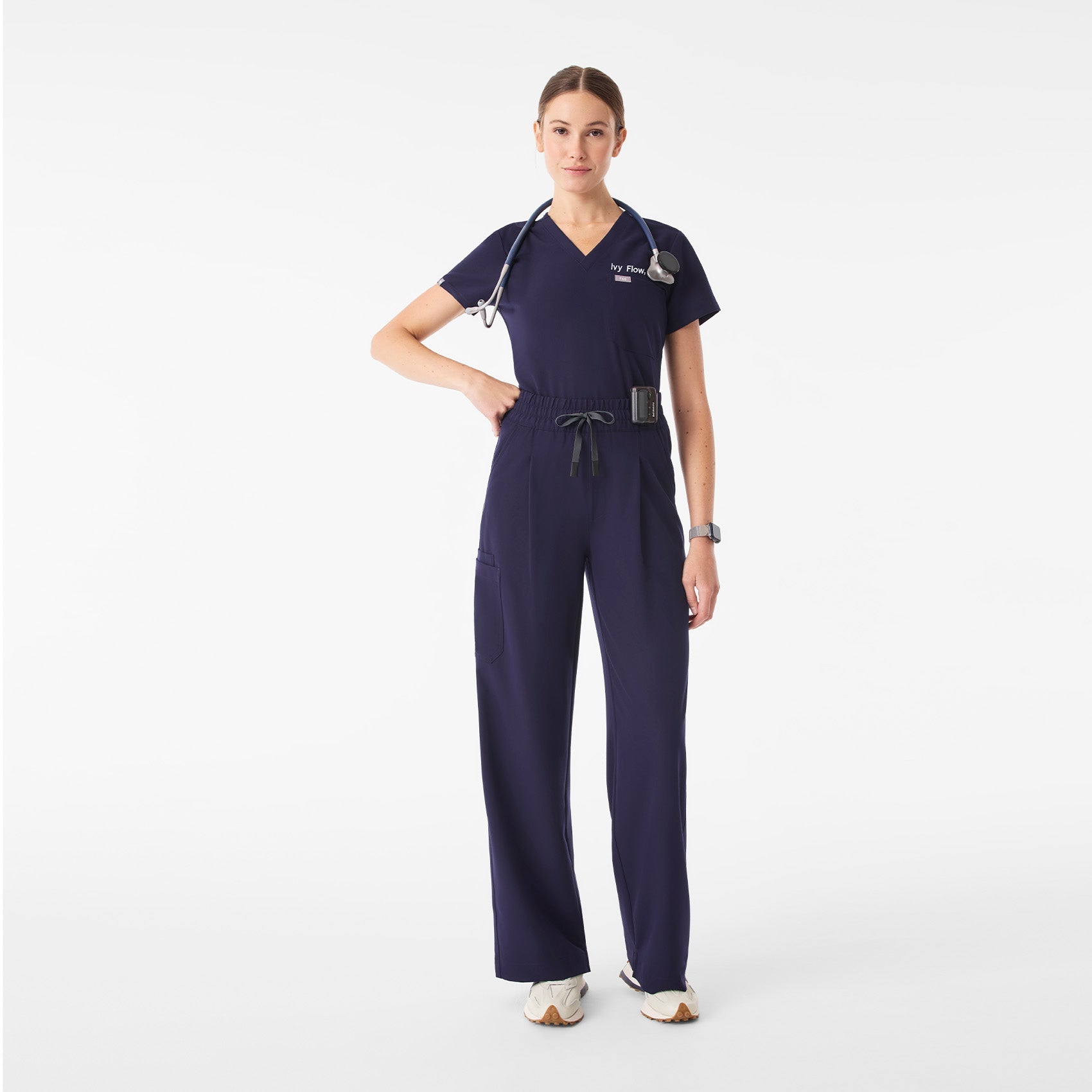 Shelby Ultra High-Rise Wide-Leg Scrub Pant - Navy