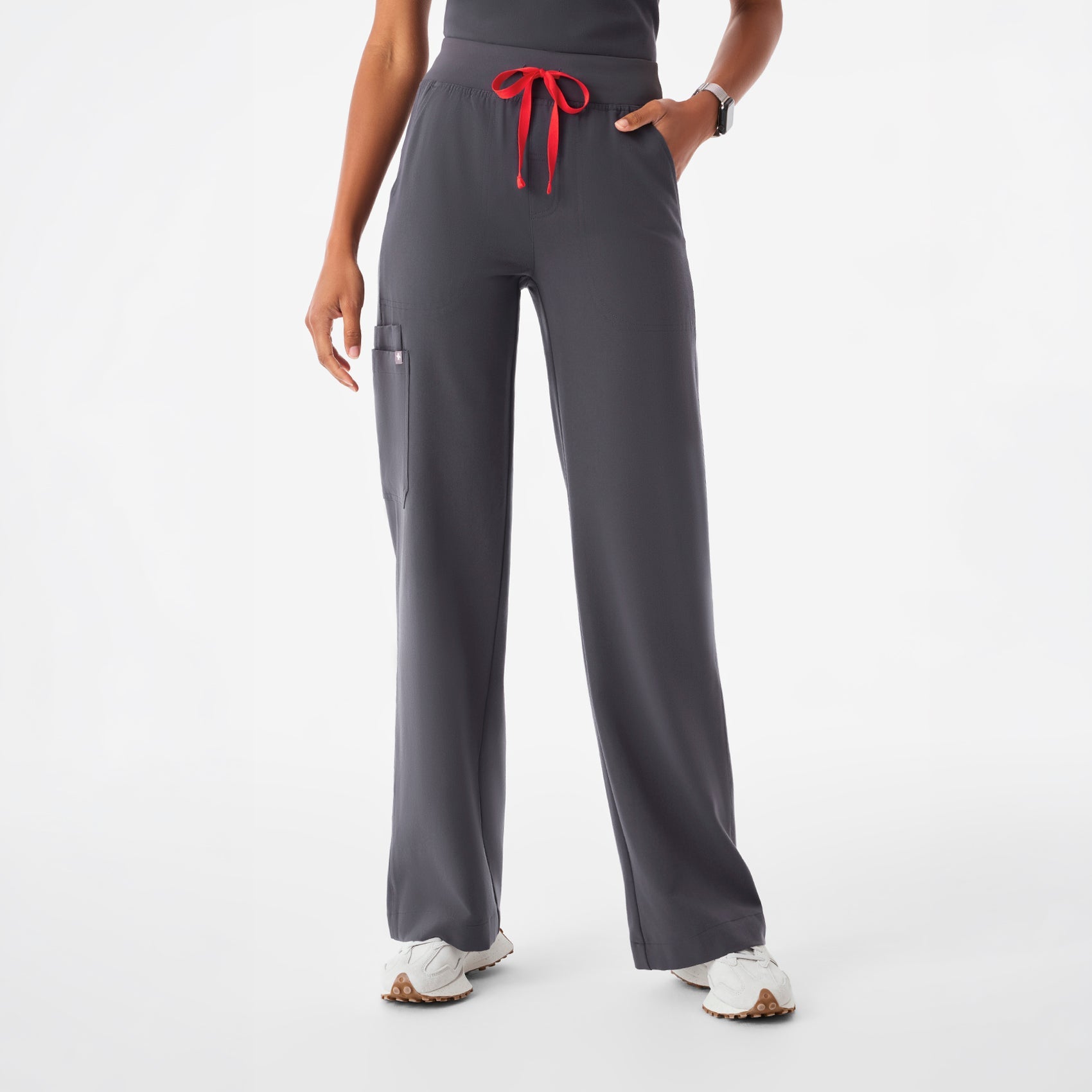 Isabel High-Rise Wide-Leg Scrub Pant - Charcoal