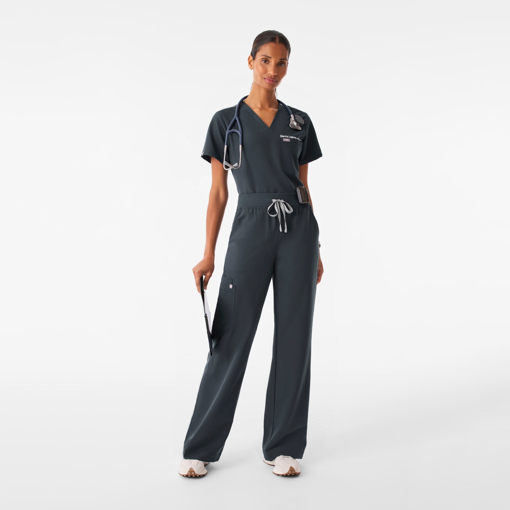 Isabel High-Rise Wide-Leg Scrub Pant - Dark Harbor