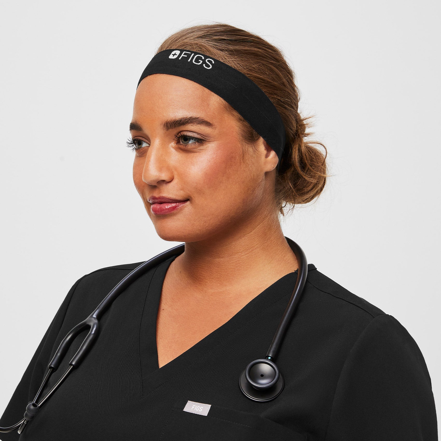 Elastic Headband with Buttonholes - Black