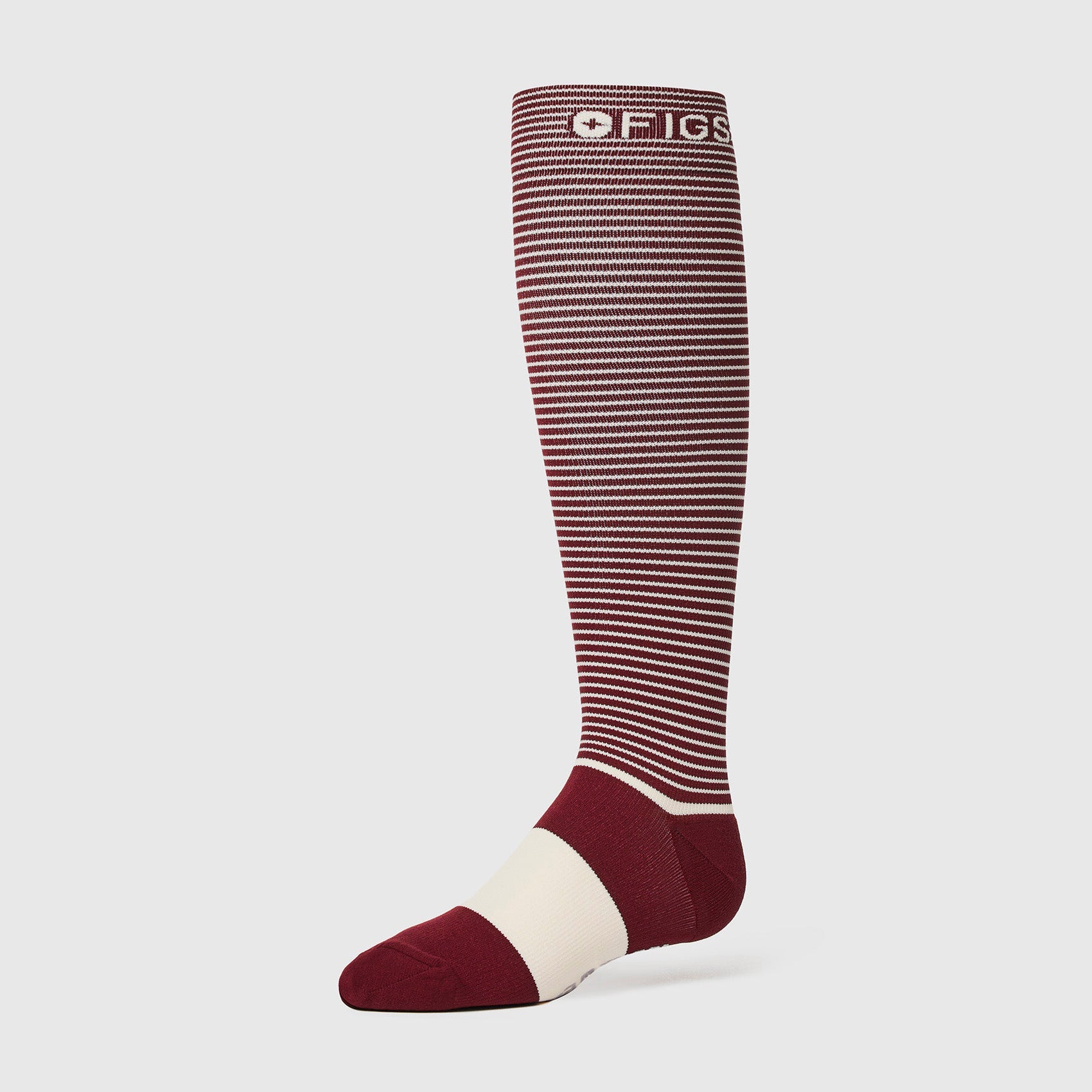 FIGS Compression Socks - Double Stripe/Burgundy
