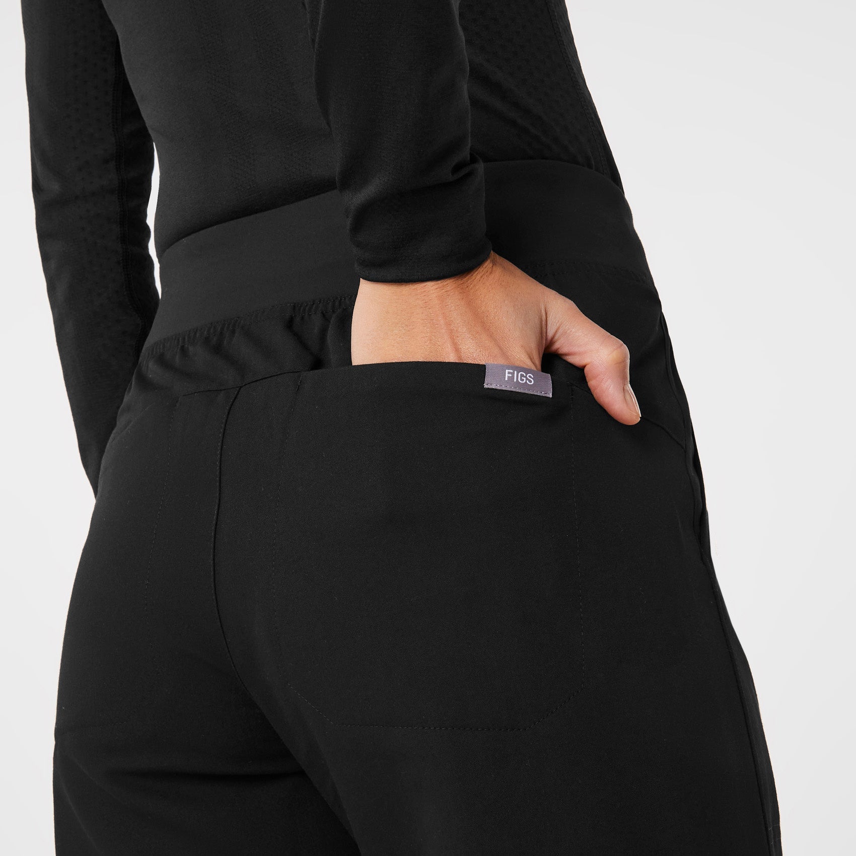 Isabel High-Rise Wide-Leg Scrub Pant - Black