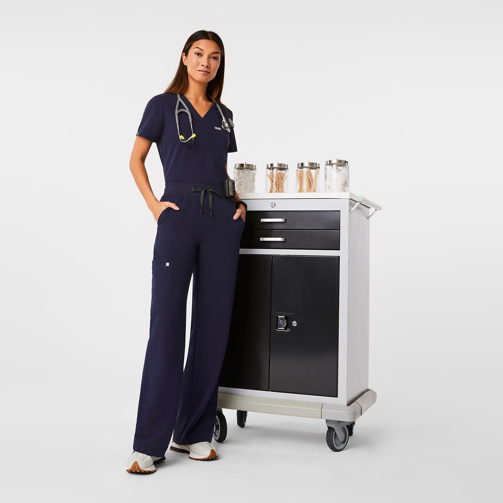Isabel High-Rise Wide-Leg Scrub Pant - Navy