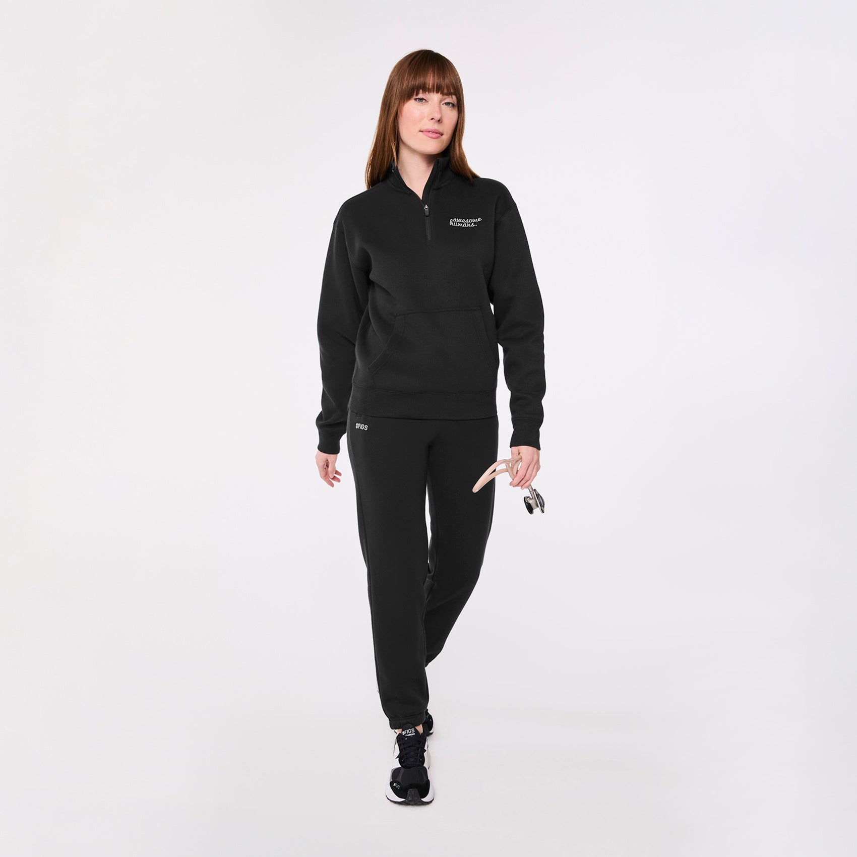 Off-Shift Awesome Humans ¼ Zip Sweatshirt™ - Black