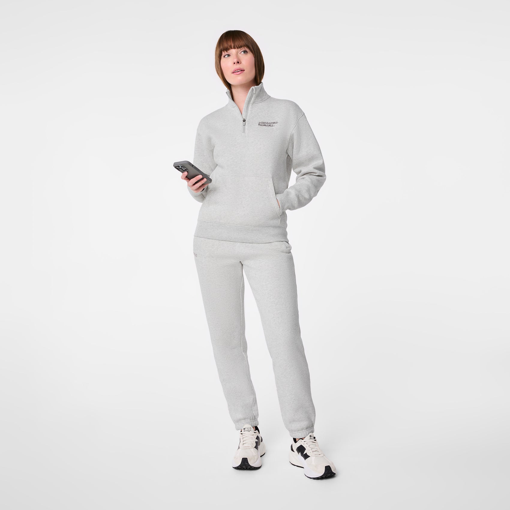 Off-Shift Awesome Humans ¼ Zip Sweatshirt™ - Heather Grey