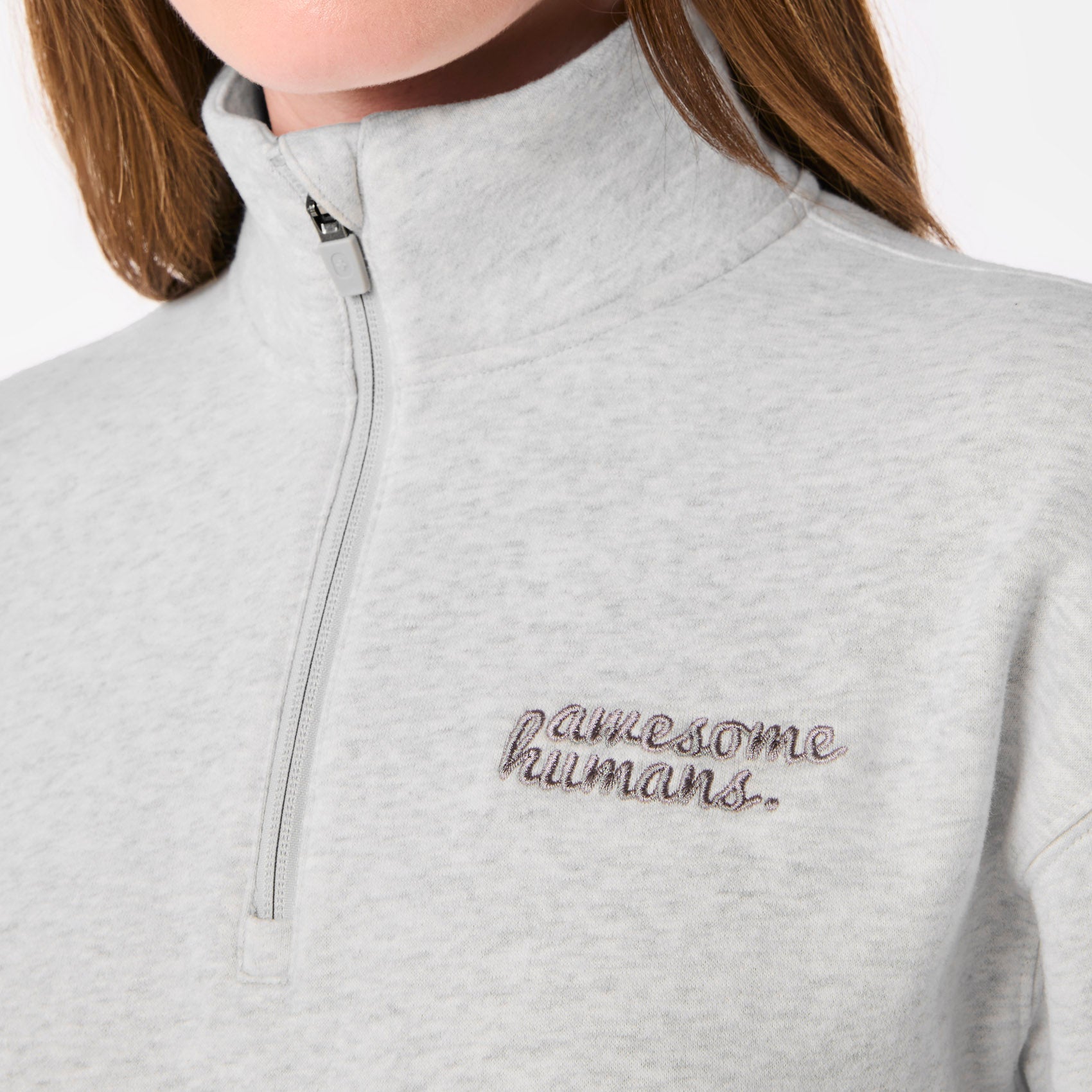 Off-Shift Awesome Humans ¼ Zip Sweatshirt™ - Heather Grey