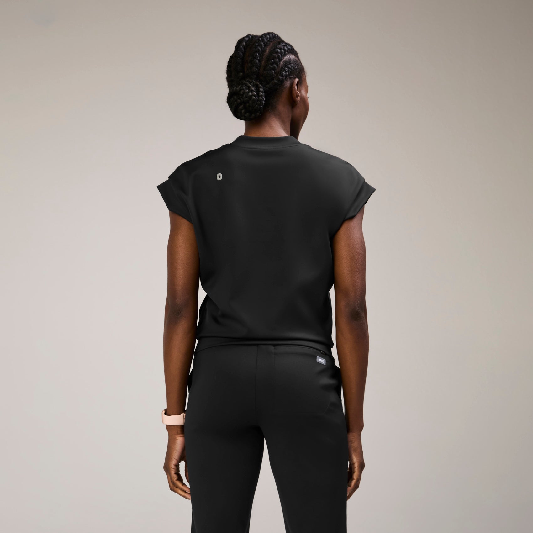 Mira Banded Scrub Top - Black