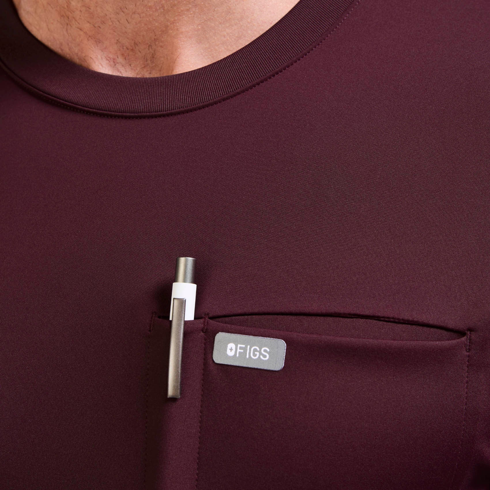Destin Relaxed Long-Sleeve Scrub Top - Burgundy