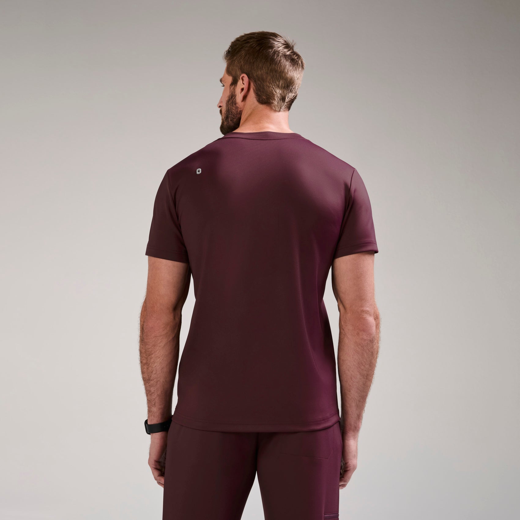 Logan V-Neck Scrub Top - Burgundy