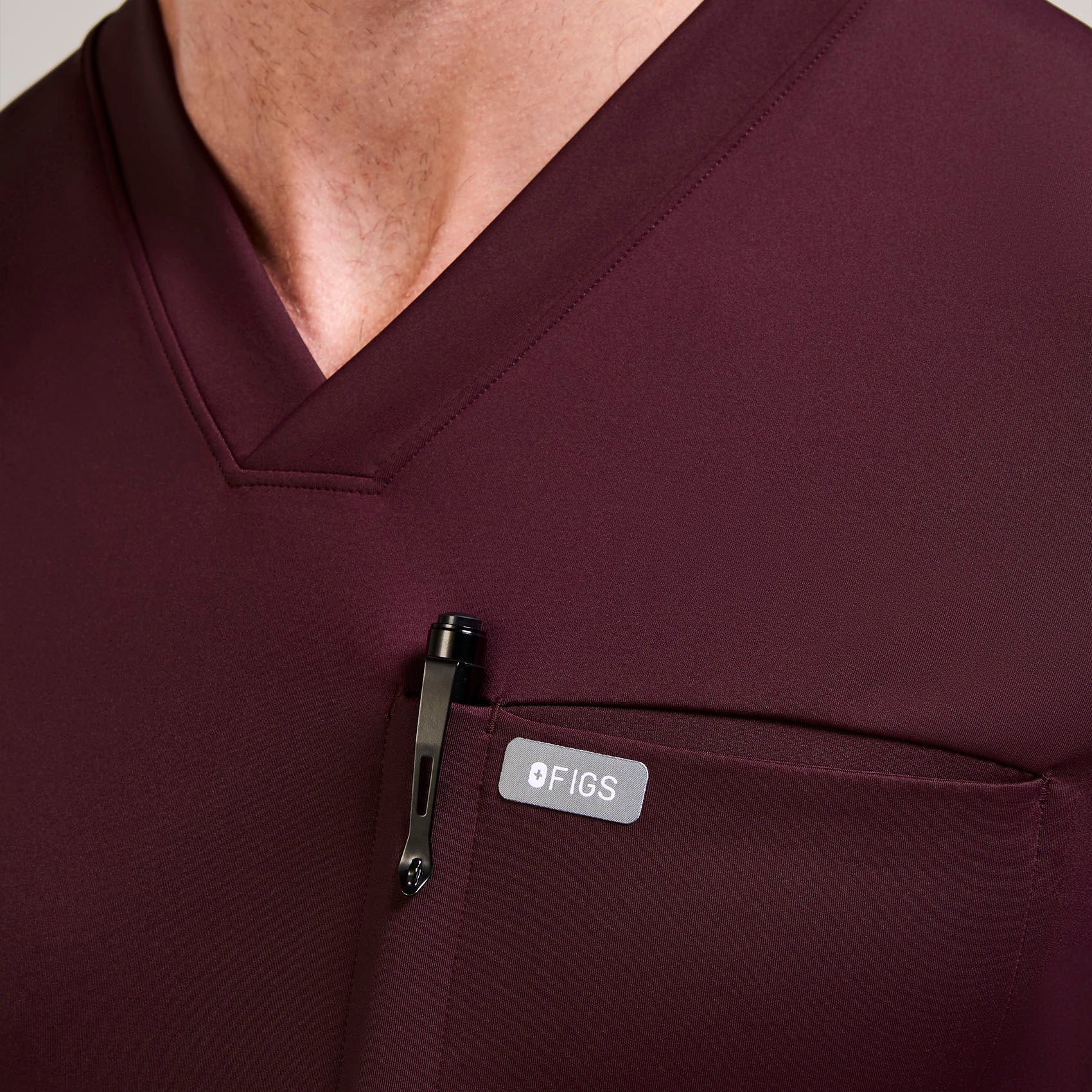 Logan V-Neck Scrub Top - Burgundy