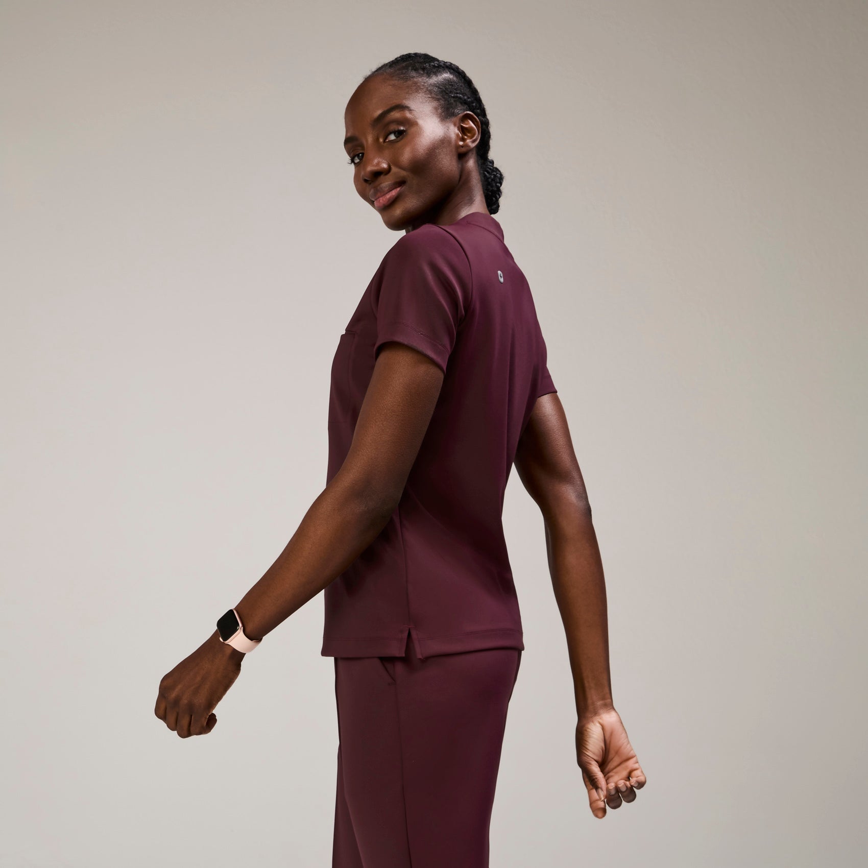 Sona Slim Scrub Top - Burgundy