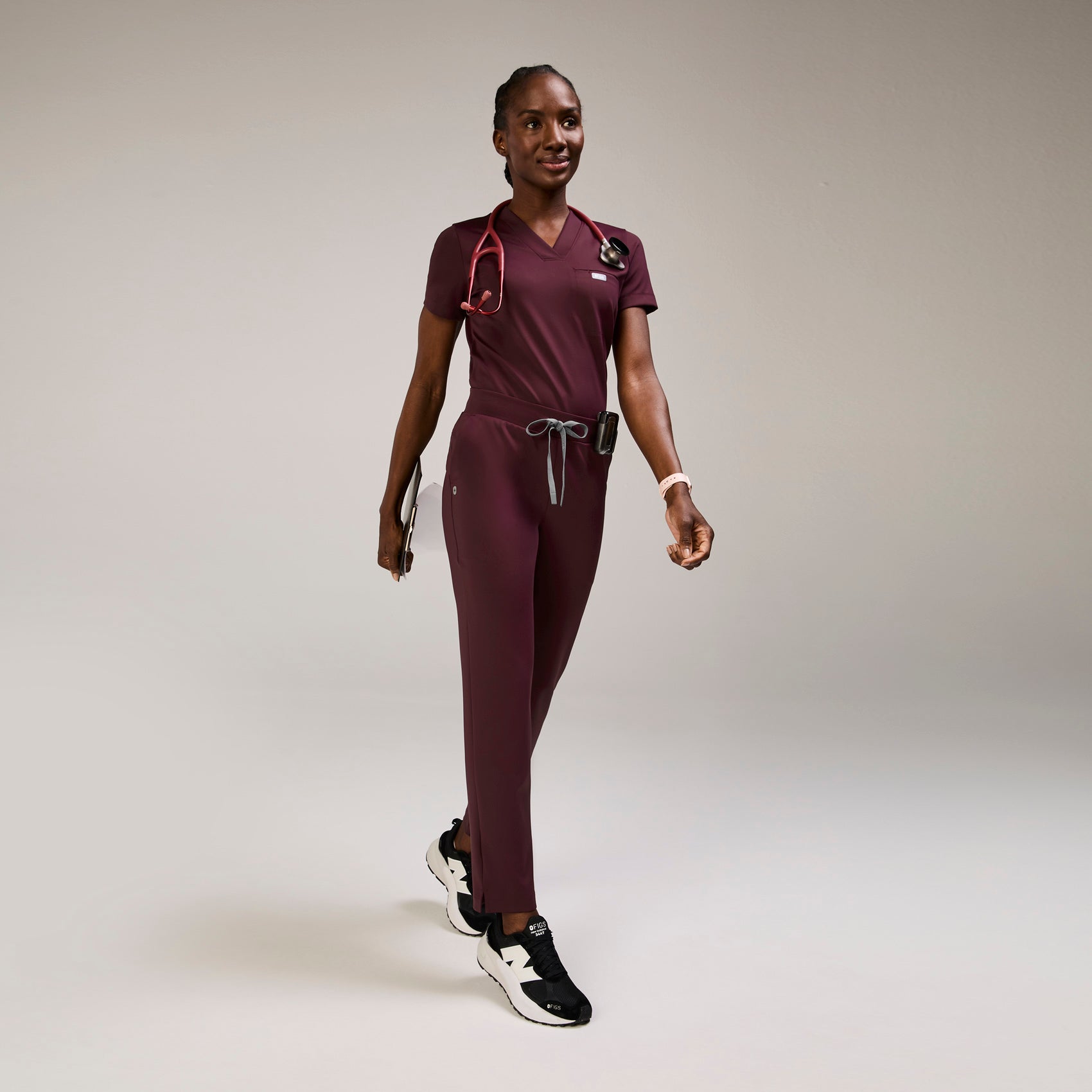 Tena Slim Tapered Scrub Pant - Burgundy