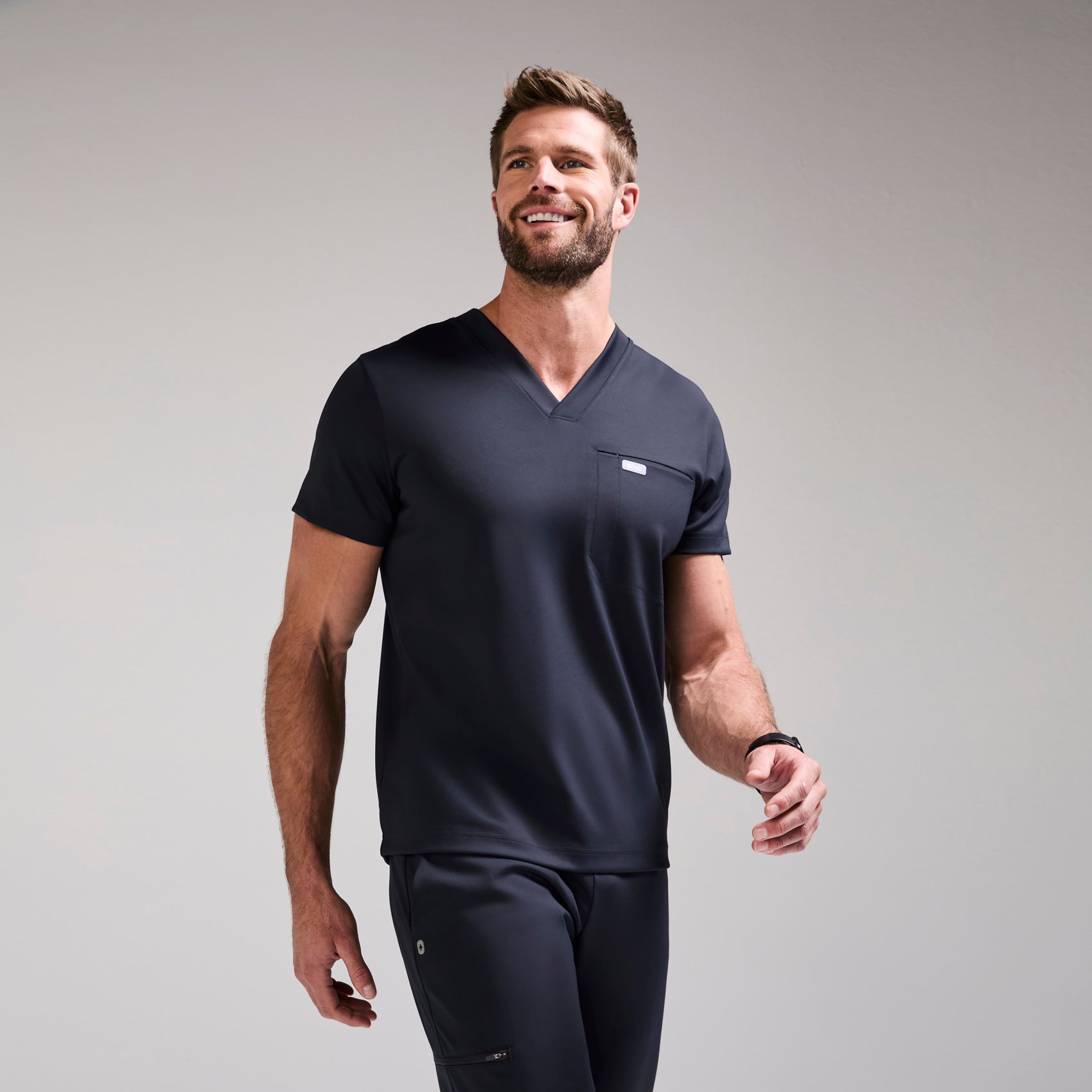 Logan V-Neck Scrub Top - Navy