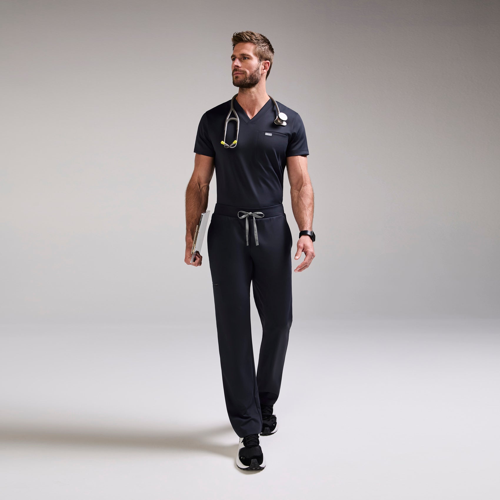Logan V-Neck Scrub Top - Navy