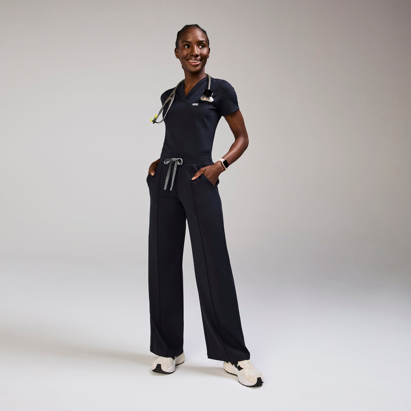 Salina High-Rise Wide-Leg Scrub Pant - Navy
