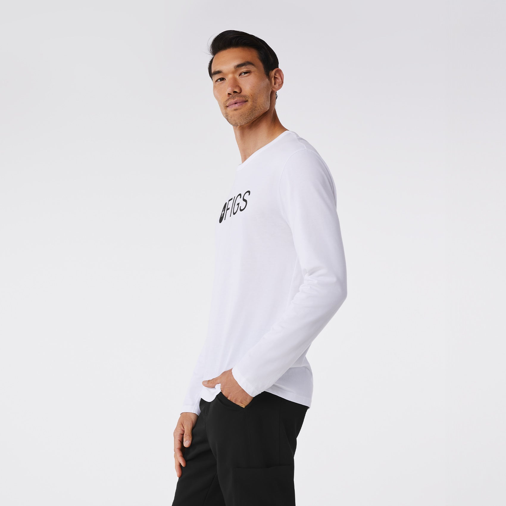 FIGS Logo Long-Sleeve Underscrub - White