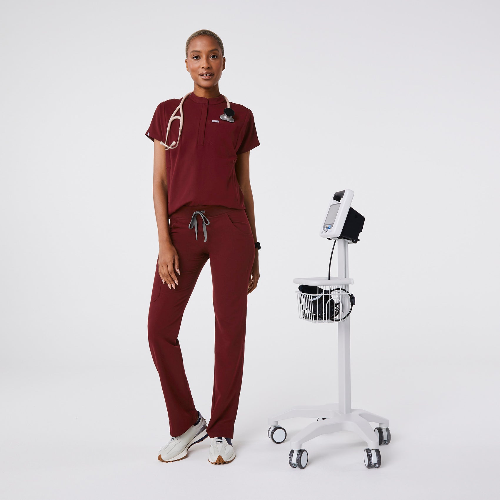 Montex Relaxed Scrub Top - Burgundy