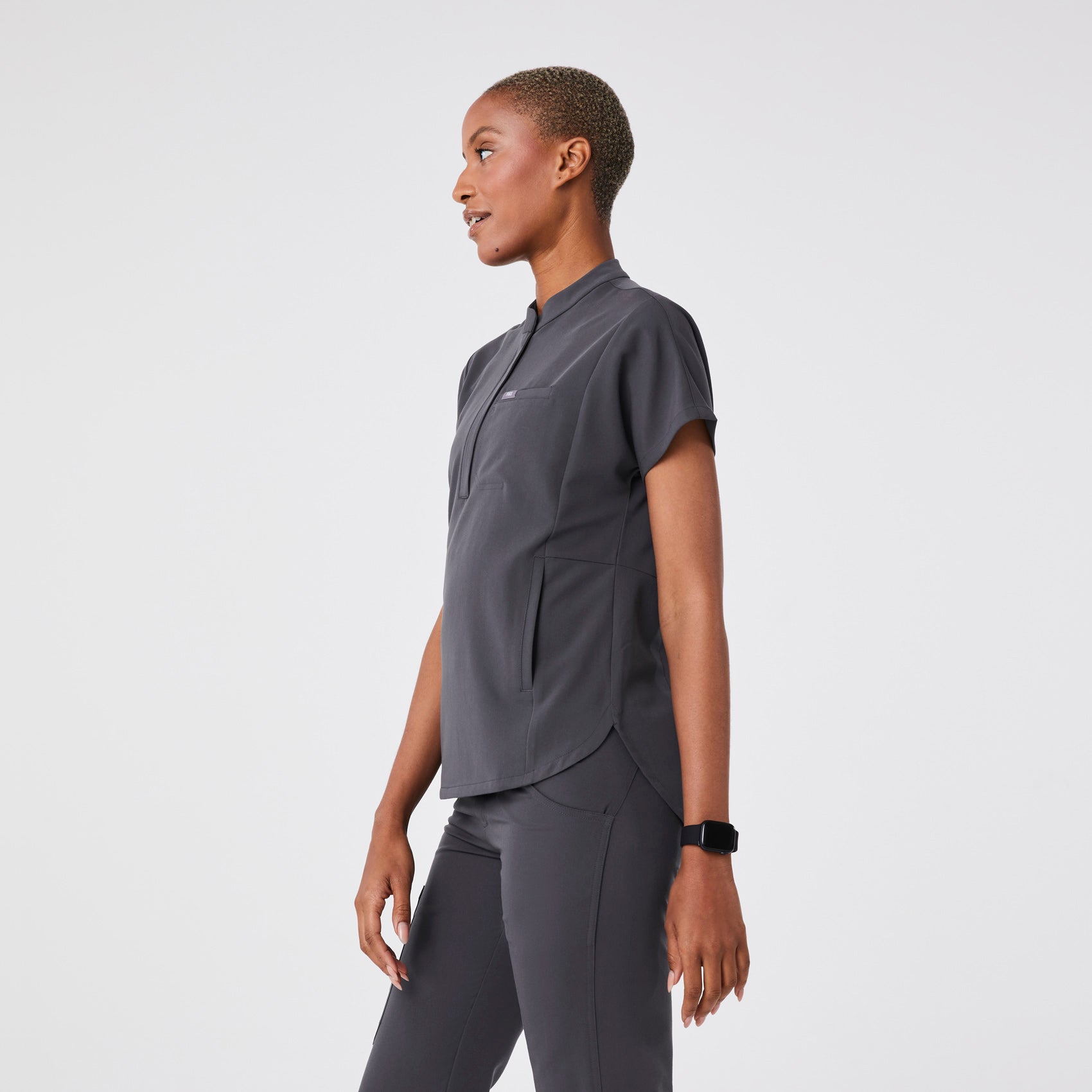 Montex Relaxed Scrub Top - Charcoal
