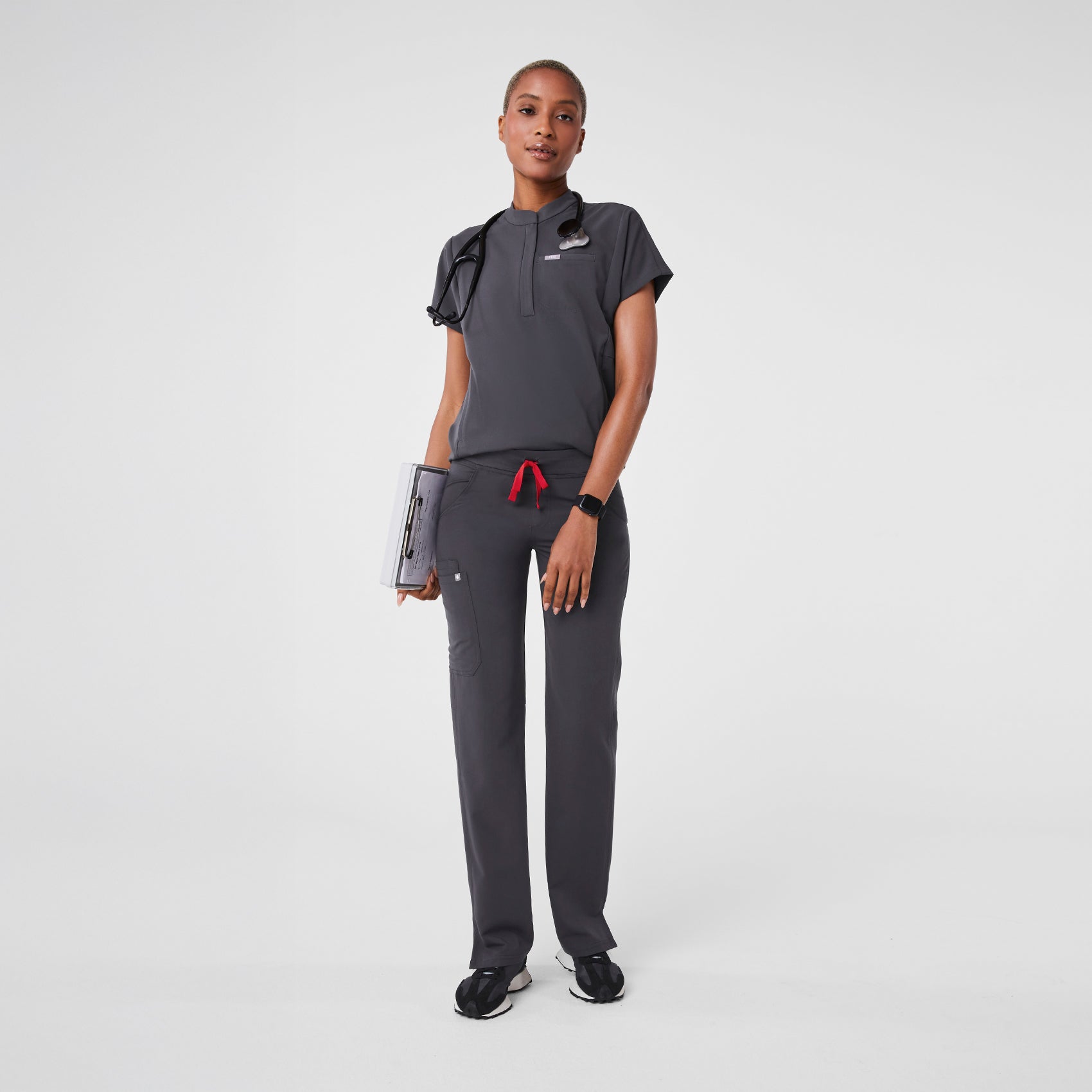 Montex Relaxed Scrub Top - Charcoal