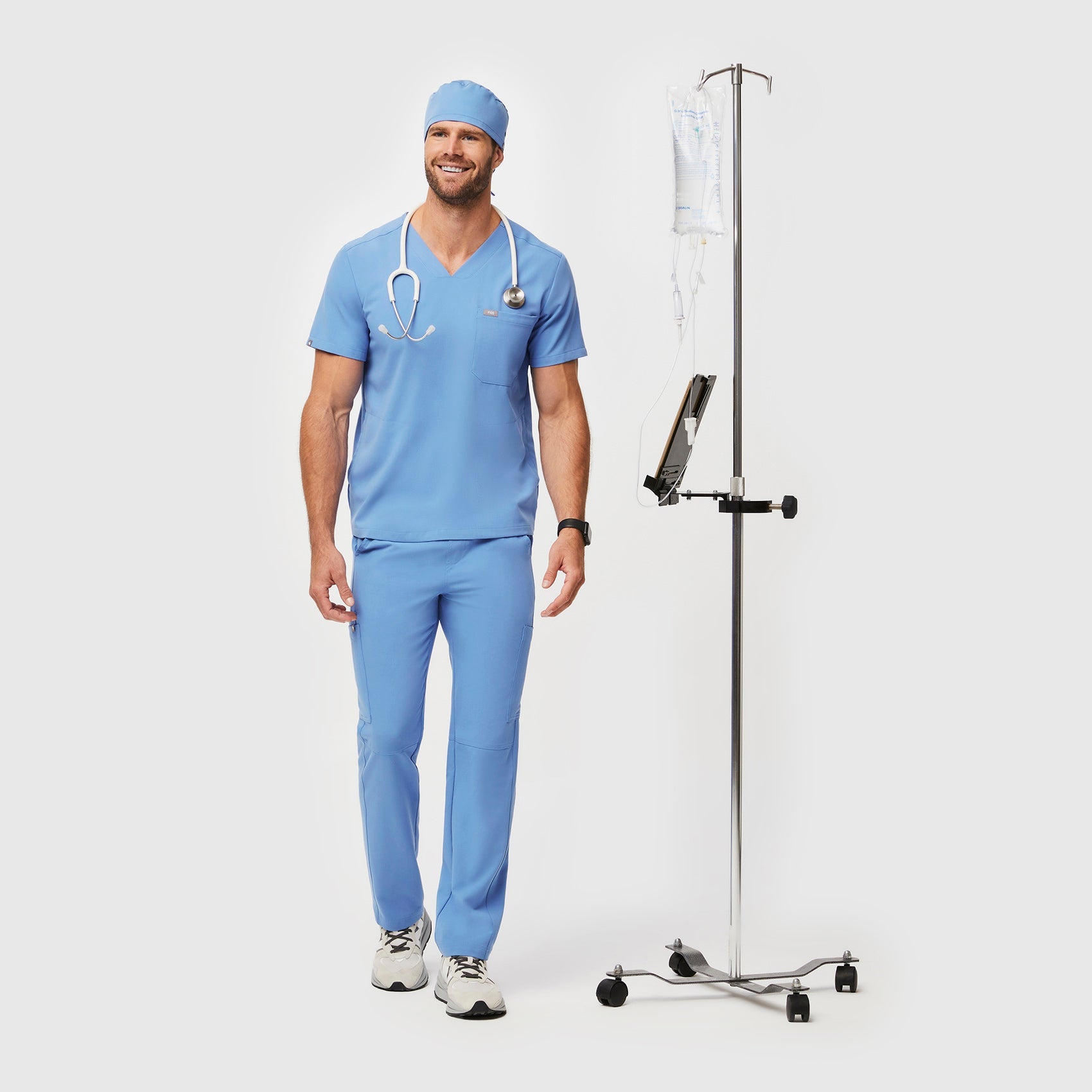 FIGS Scrub Cap With Buttonholes - Ceil Blue