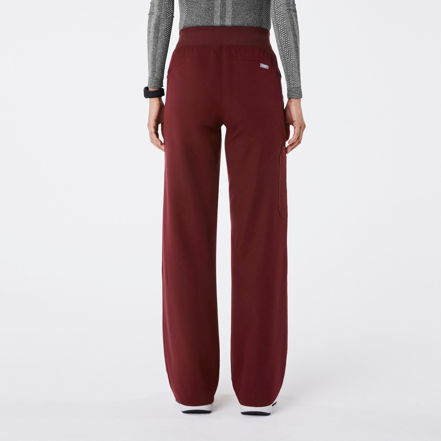 Isabel High-Rise Wide-Leg Scrub Pant - Burgundy