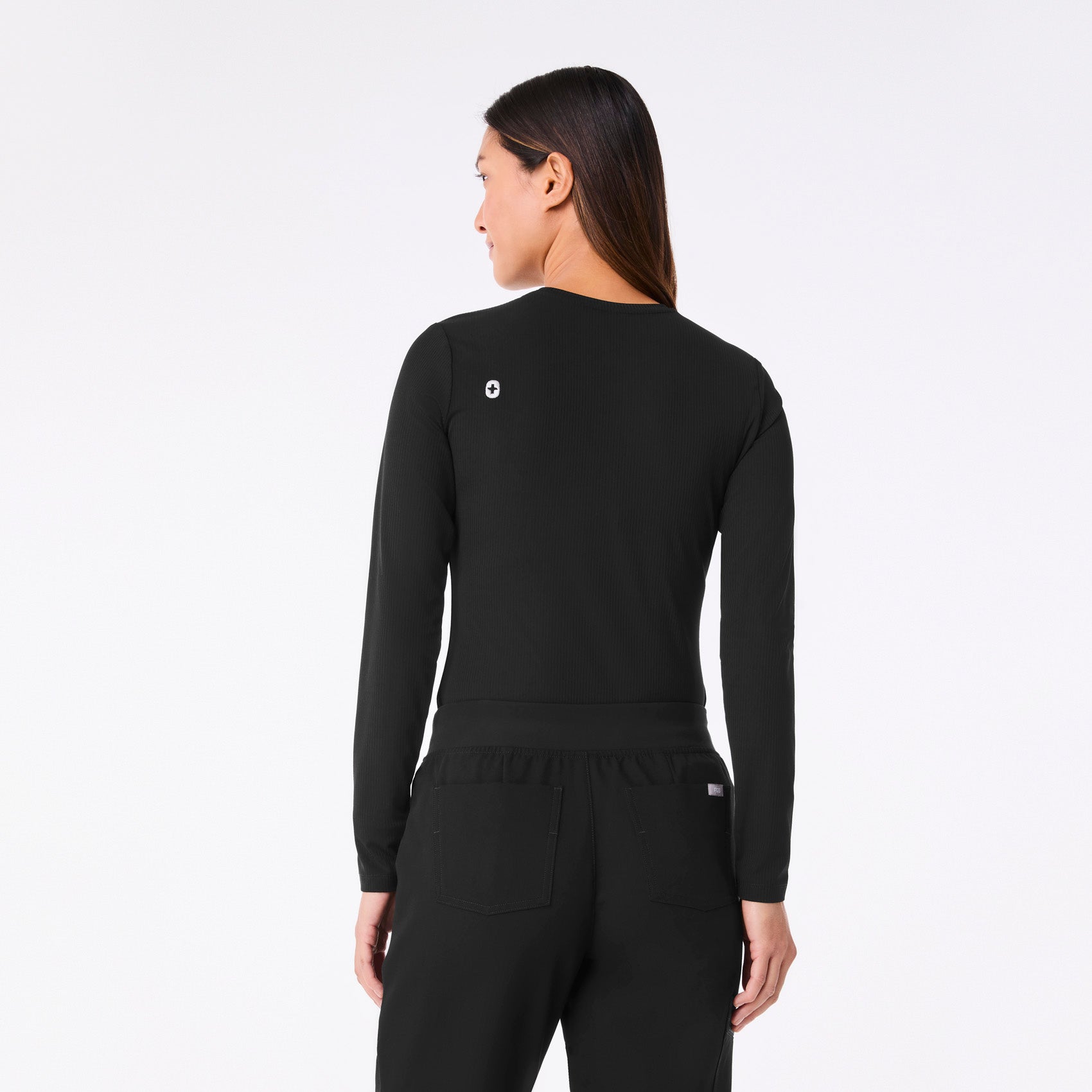 Palmer Ribbed Long-Sleeve Underscrub - Black