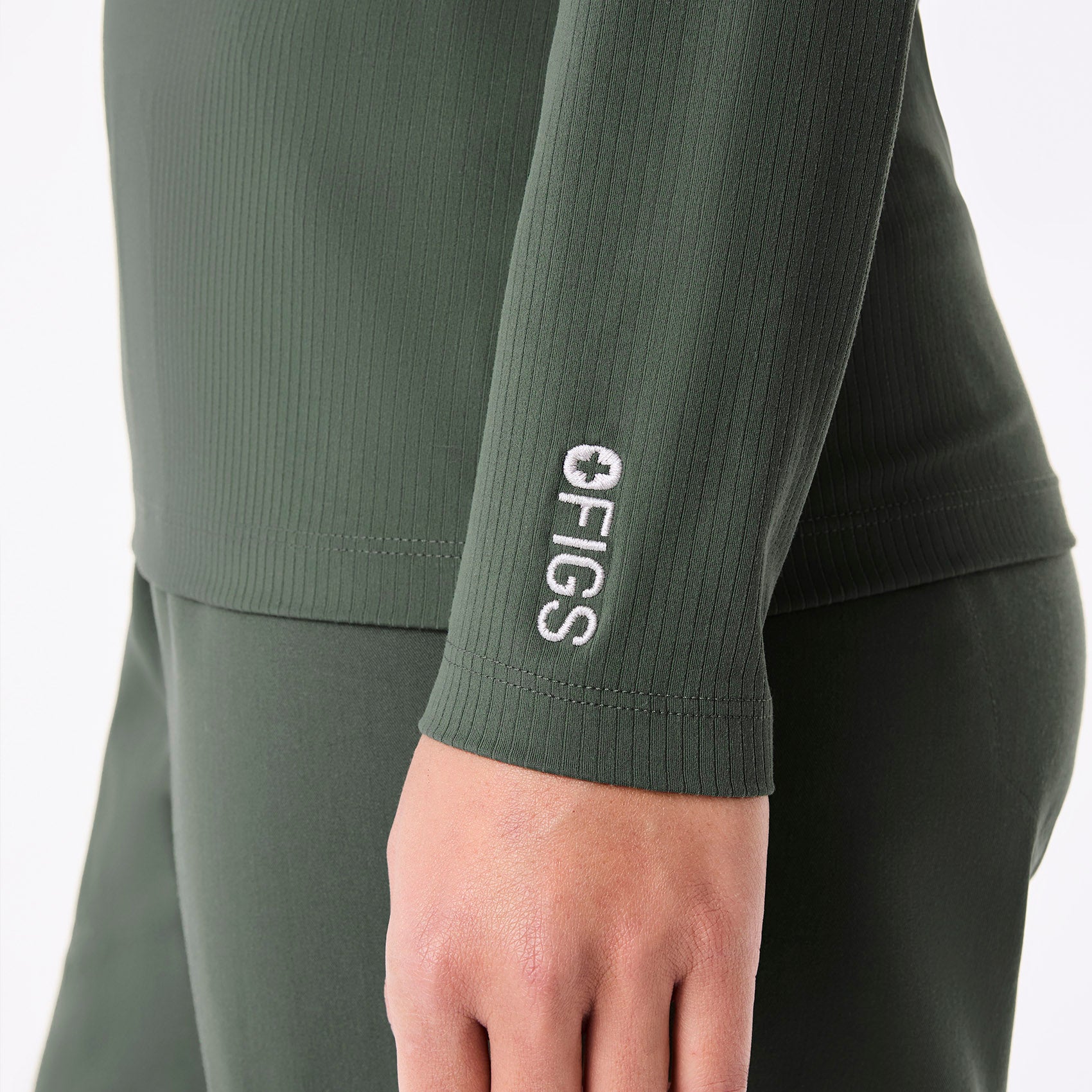 Palmer Ribbed Long-Sleeve Underscrub - Moss
