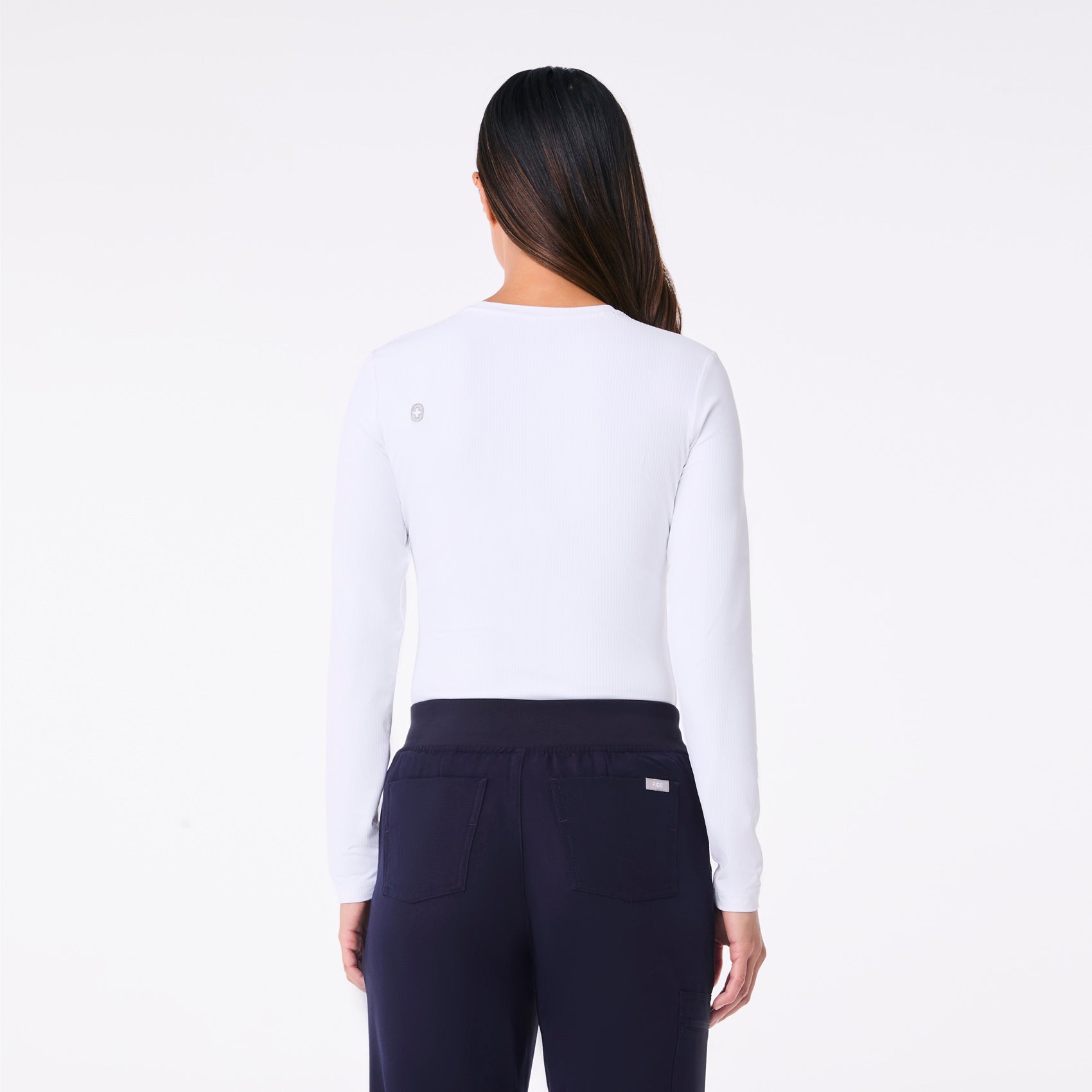 Palmer Ribbed Long-Sleeve Underscrub - White