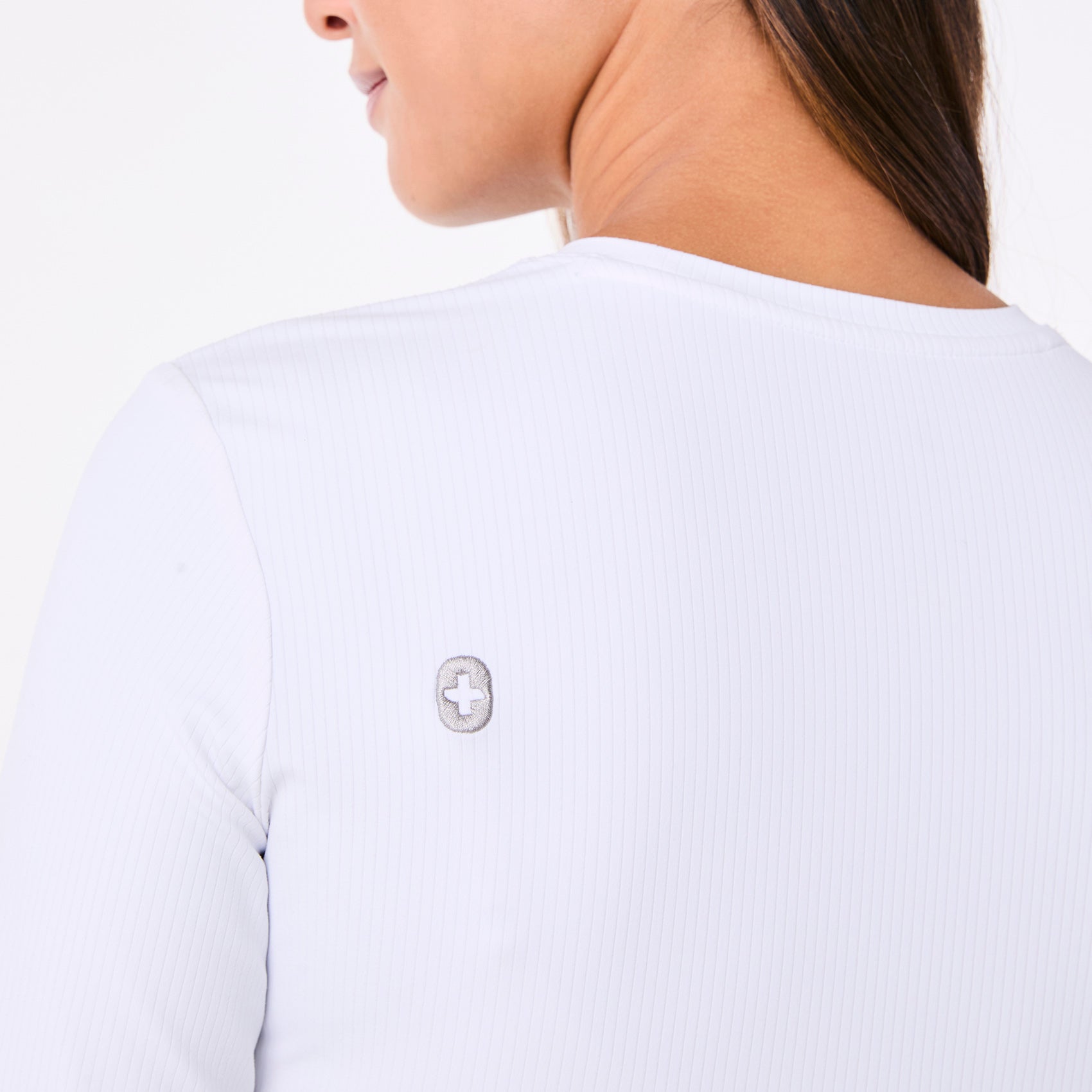 Palmer Ribbed Long-Sleeve Underscrub - White