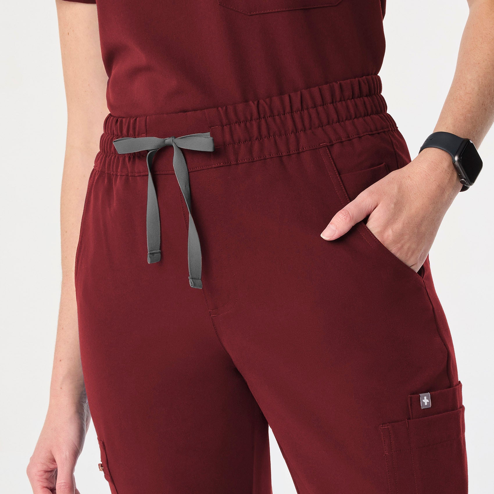 Dowa High-Rise Straight-Leg Scrub Pant - Burgundy