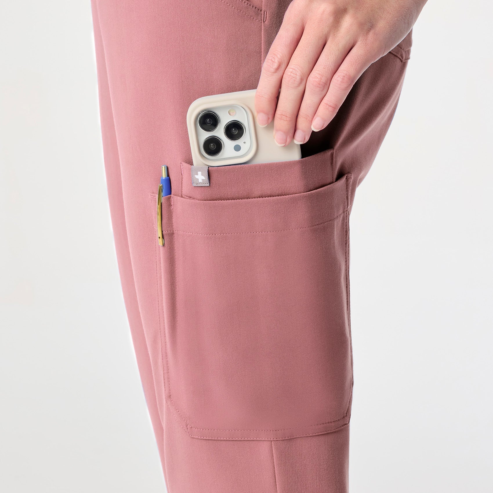 Dowa High-Rise Straight-Leg Scrub Pant - Mauve