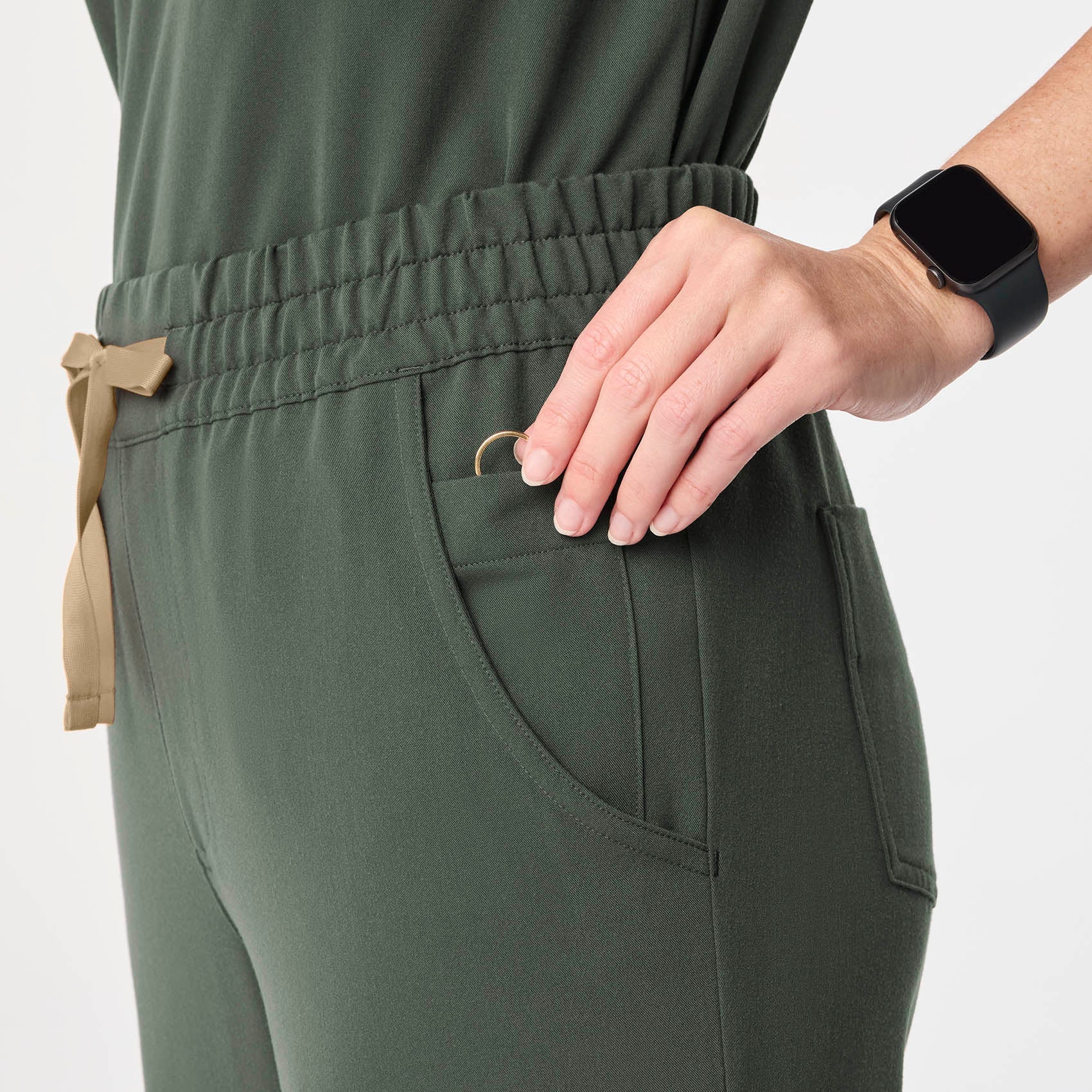 Dowa High-Rise Straight-Leg Scrub Pant - Moss